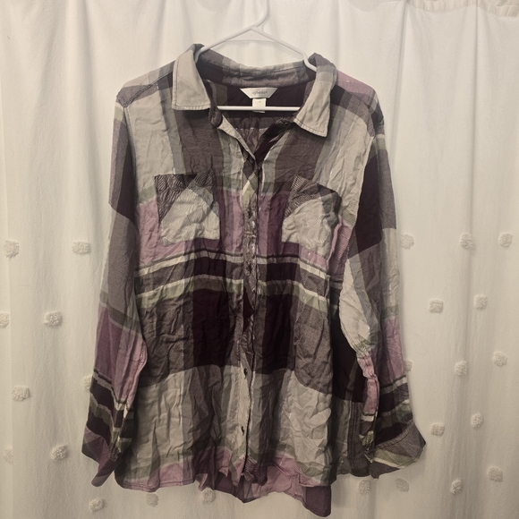 Christopher & Banks Tops - Cj Banks Women's Plaid Button Up Size 2x